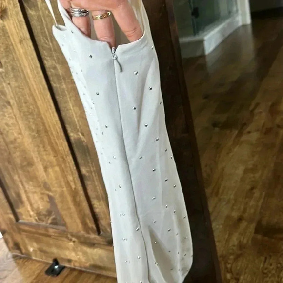 Express Chiffon One Shoulder Sleeveless Mini Dress Rhinestone Short Womens 6 - Picture 6 of 12